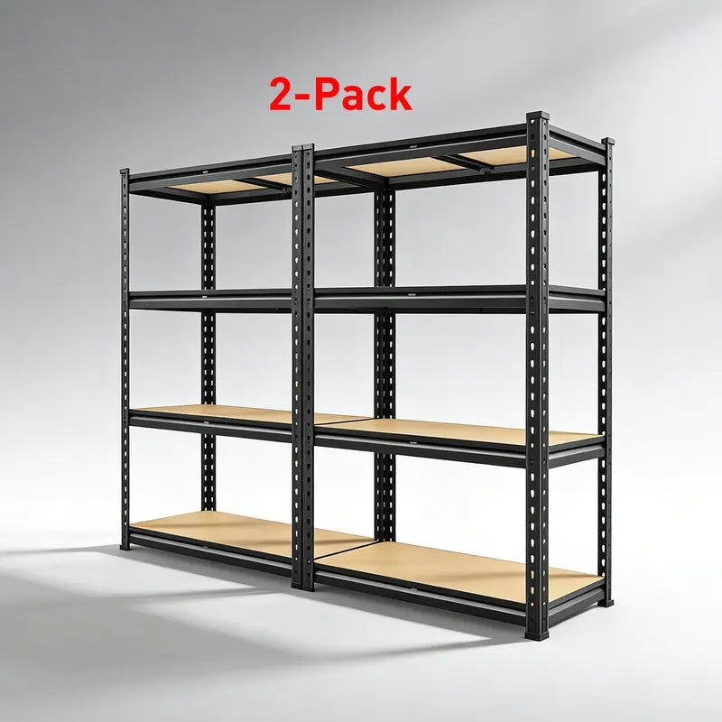Raybee 2-Pack 4-Tier Heavyduty Garage Shelving Units Metal Shelves Storage Height Adjustable Utility Racks for Warehouse Organizing Pantry Kitchen Basement Shelf Organiser 35.5"Wide 12" Deep 60" High Twin Size 71" Wide #Tiktokshopstockup