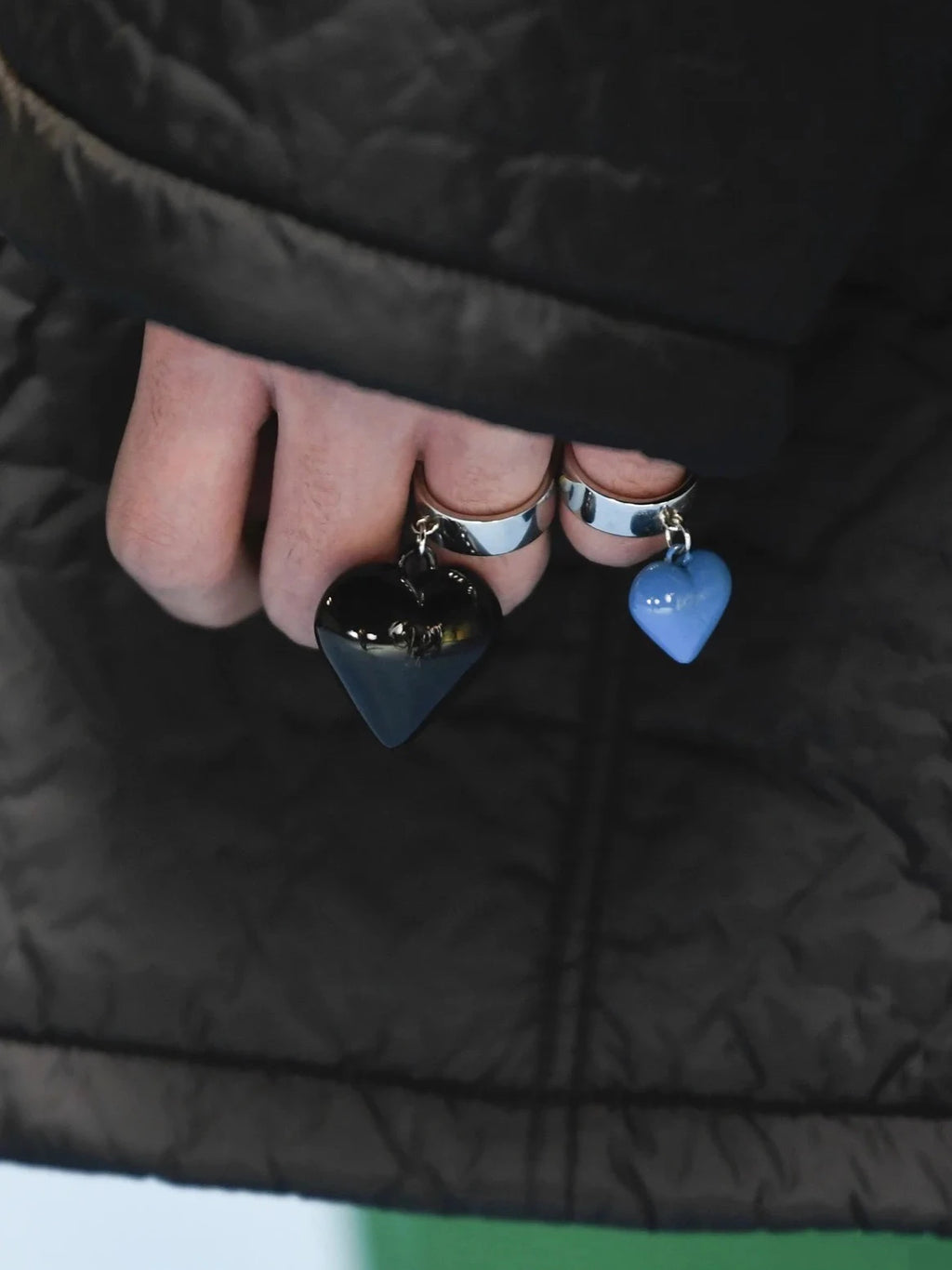 Raf Simons Style Design Colorful Chubby Heart Pendant Ring, Unisex Matte Classic Ring Jewelry Rings