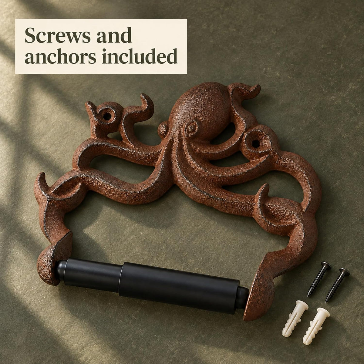 Rust Brown Cast Iron Octopus Toilet Paper Holder – Nautical Cabin