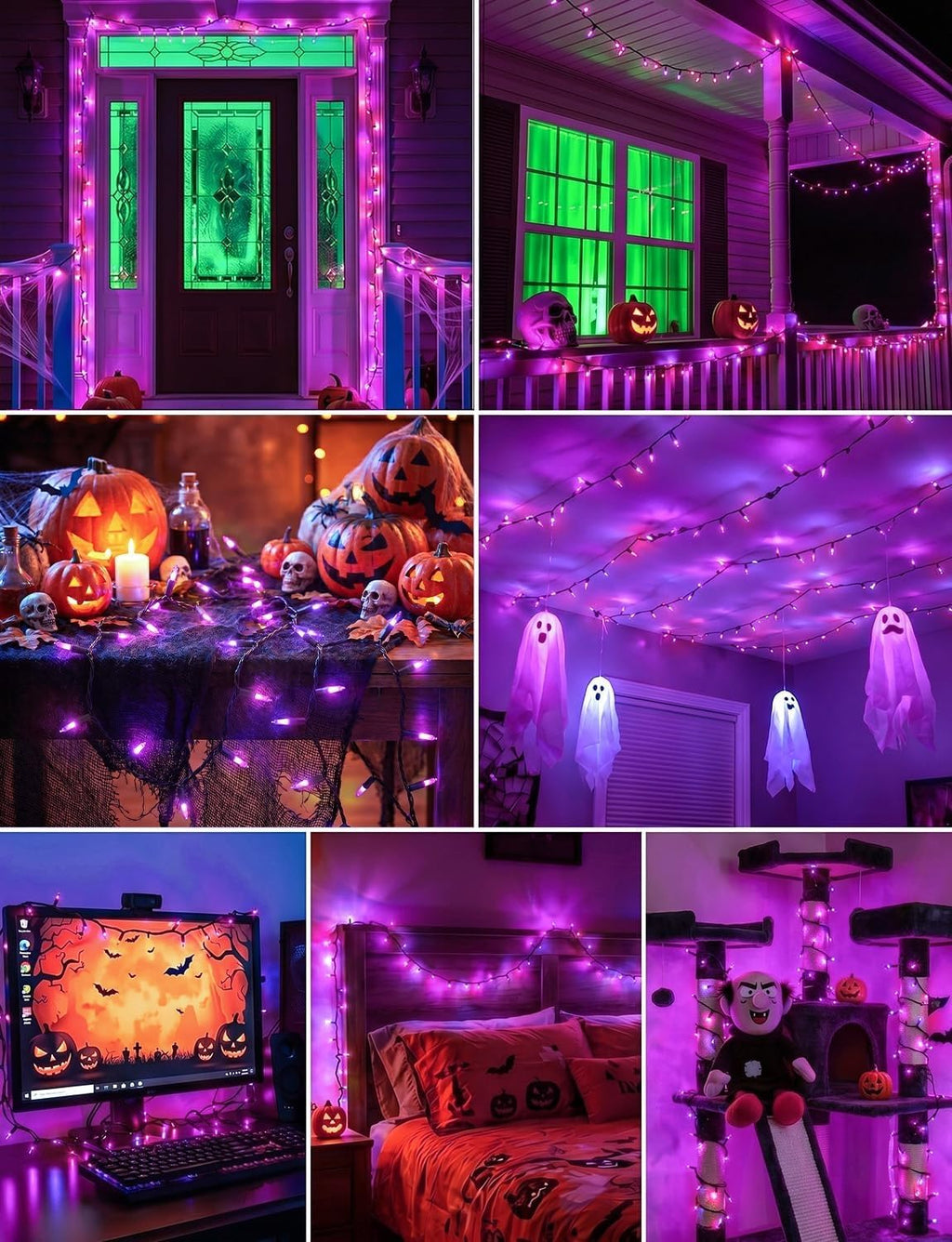 39FT Purple Halloween Lights, 100 LED Outdoor Halloween Mini String Lights