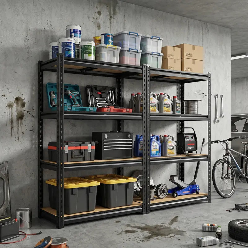 Raybee 2-Pack 4-Tier Heavyduty Garage Shelving Units Metal Shelves Storage Height Adjustable Utility Racks for Warehouse Organizing Pantry Kitchen Basement Shelf Organiser 35.5"Wide 12" Deep 60" High Twin Size 71" Wide #Tiktokshopstockup