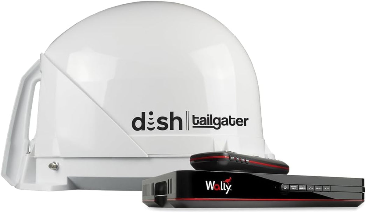 DT4450 DISH Tailgater Bundle - Portable/Roof Mountable Satellite TV Antenna and DISH Wally HD Receiver , White , Western & Eastern Arc Satellites