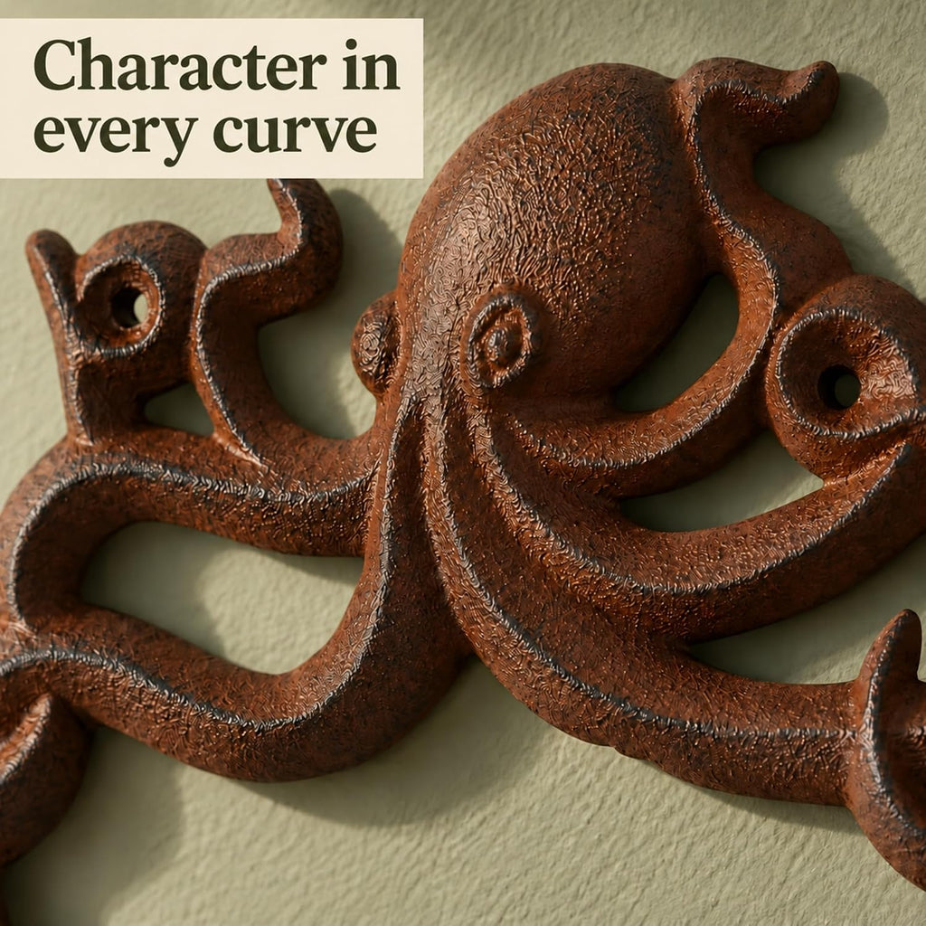 Rust Brown Cast Iron Octopus Toilet Paper Holder – Nautical Cabin