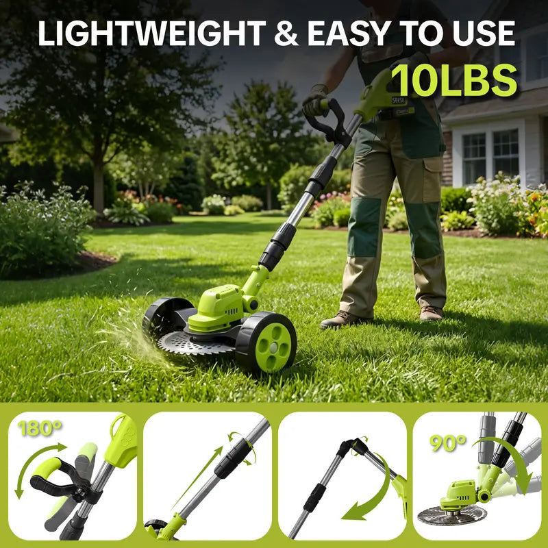 SEESE Cordless Electric Weed Wacker, 3 Different Blades for Lawn Trimming & Edging, with 2 Batteries, Lightweight Design - Suitable for Yard, Garden​ Toolupgrade