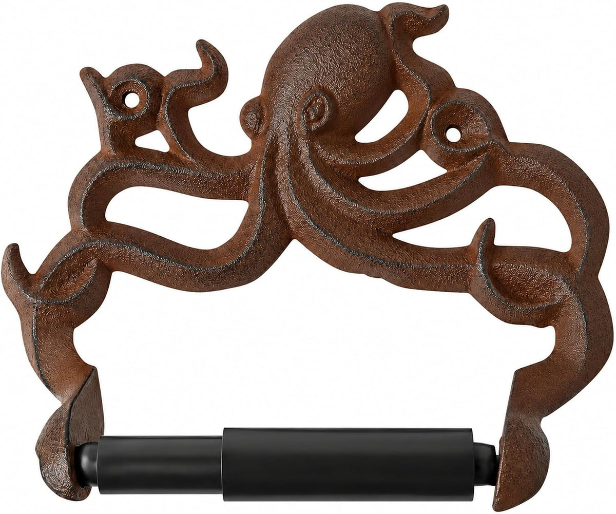 Rust Brown Cast Iron Octopus Toilet Paper Holder – Nautical Cabin