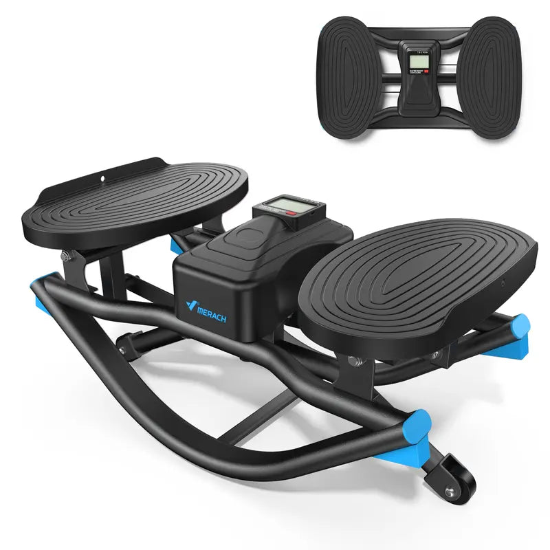 Merach Rocking Stepper Ski Machine with 3D Motion Stepper Design Side Sepper Machine for Home Workout - 330 Lbs Capacity, Compact & Space-Saving Design, Built-In Counter Backtoschool