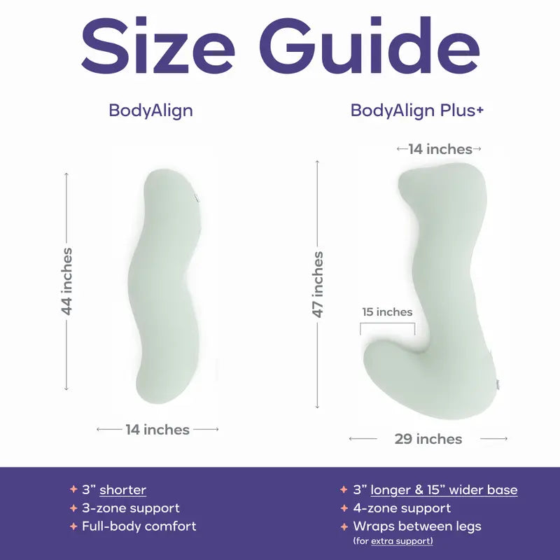 Mellow Sleep | Bodyalign Plus+ Pillow - Full Body Ergonomic Support Pillow for Back, Belly, Hips & Legs, Cooling Side Sleeper Pillow for Pregnancy, Maternity & Body Pain Relief