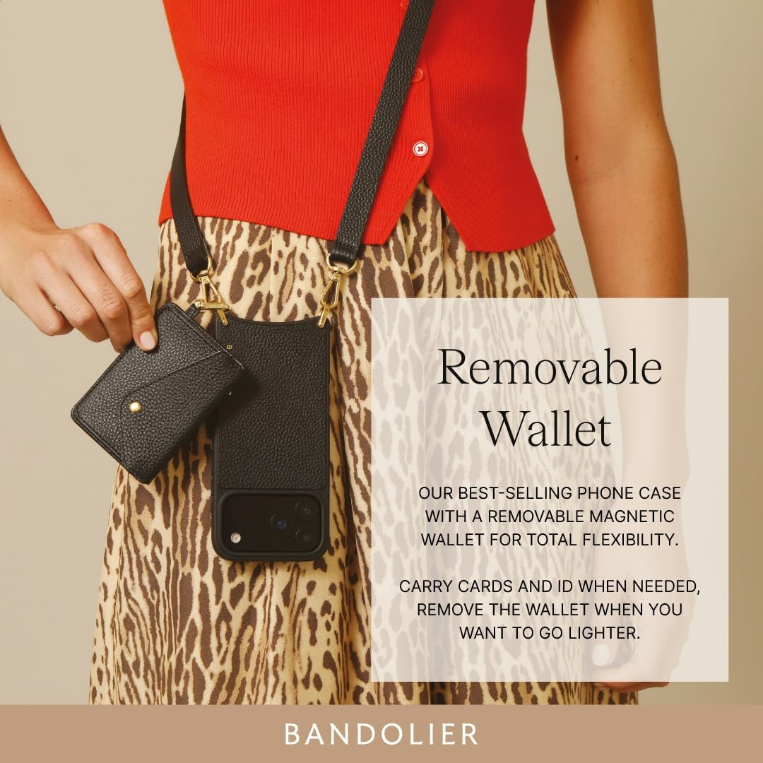 Remi Leather Crossbody Phone Case Iphone 17 Pro Max - Black/Gld