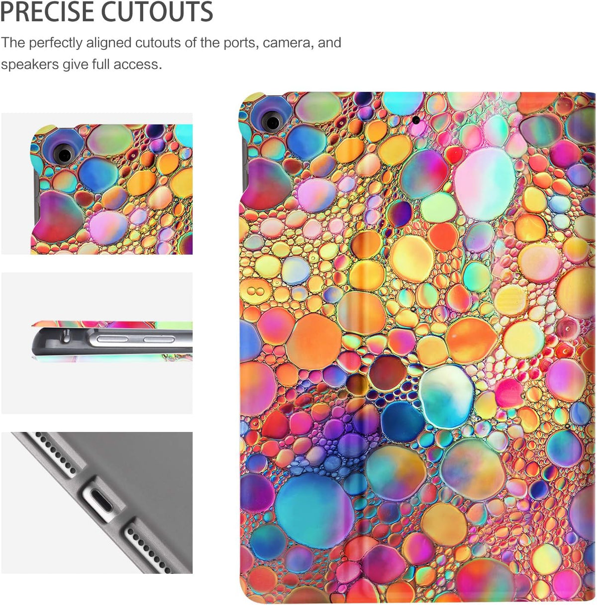 For Ipad 9Th/8Th/7Th Generation Case 2021/2020/2019, Colored Art Bubbles