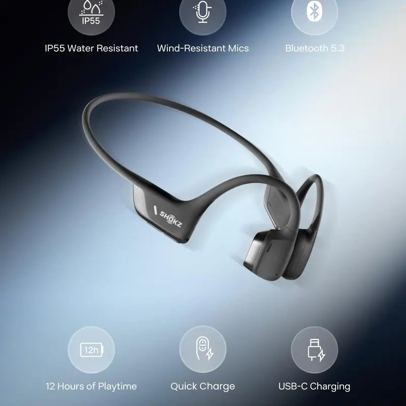 SHOKZ Openrun Pro 2 Bone Conduction Bluetooth Sport Headphones；Dualpitch Premium Sound；Open Ear Awareness; Smart Mic; IP55; 12H Battery; Running/Cycling/Hiking