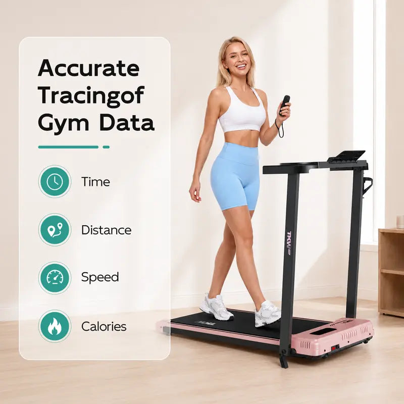 TKW 3-In-1 Walking Pad,Pink Walkingpad,Light Weight Treadmill, Capacity,Low-Noise Motor Walking Pad, Remote Control & Wheels for Easy Mobility, LED Display，Vibration Walking Pad