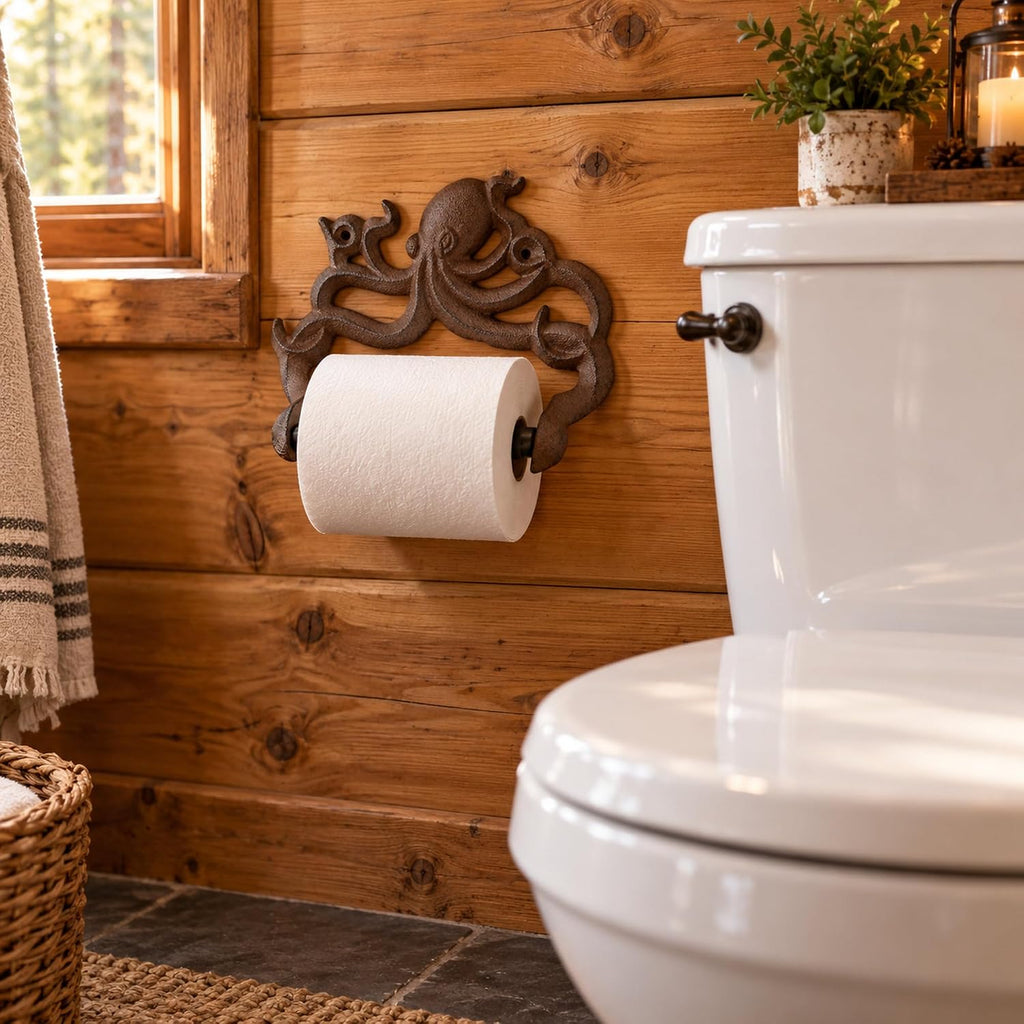 Rust Brown Cast Iron Octopus Toilet Paper Holder – Nautical Cabin