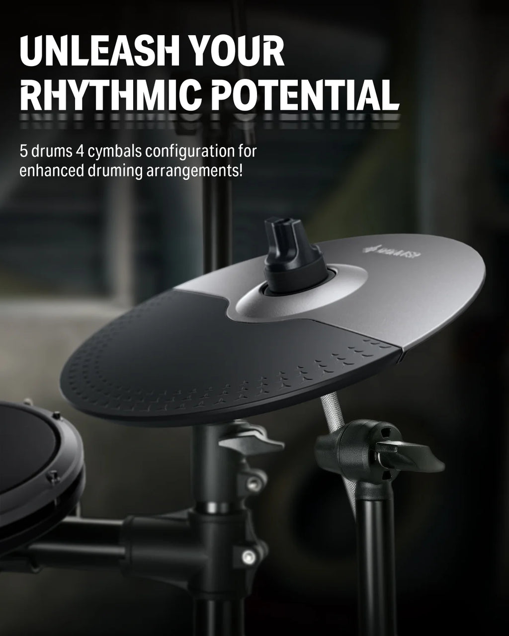 Adults Electronic Drum Set with Quiet Mesh Drum Pads, 31 Kits, 450+ Sounds, DED-200X, Gray