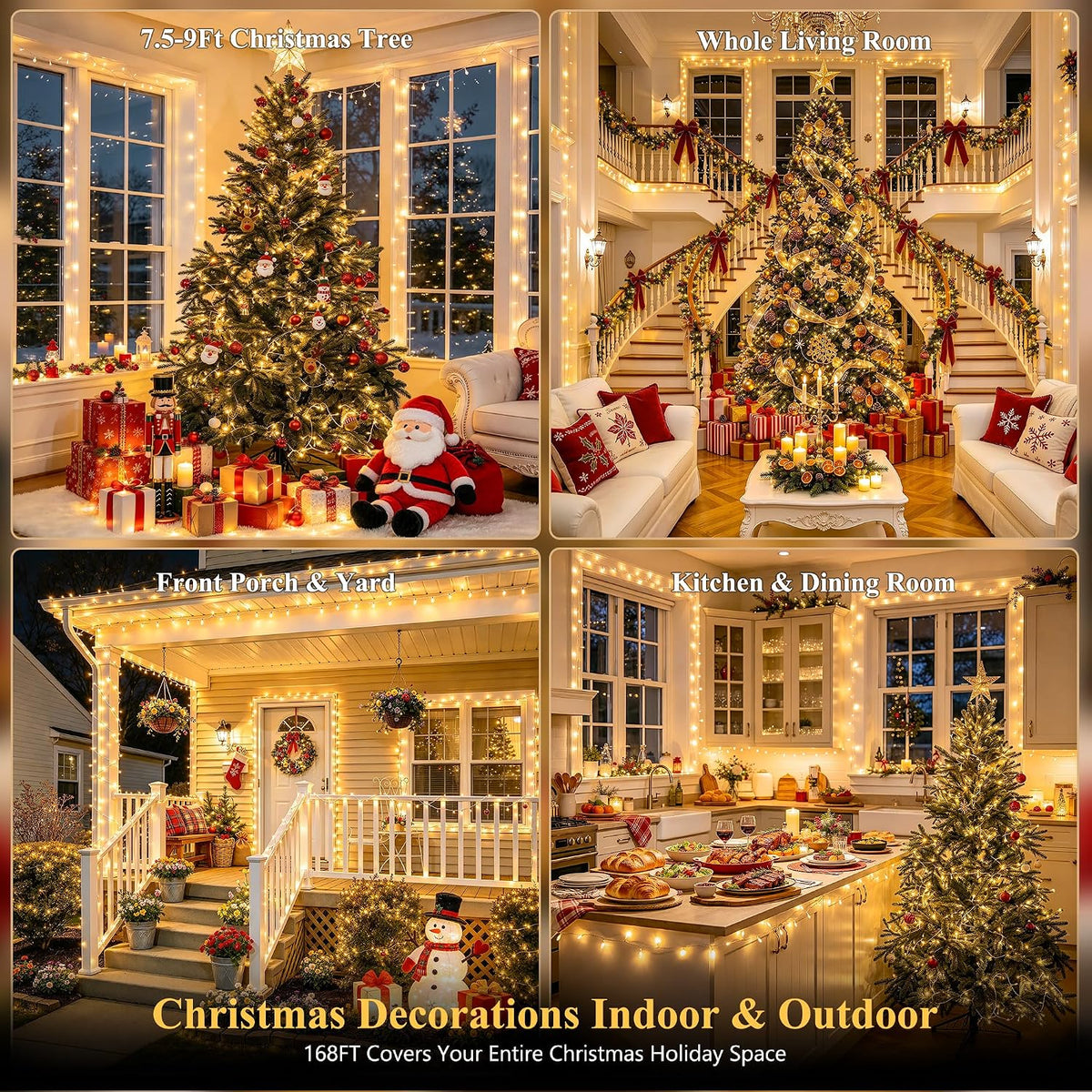 168FT 600 LED Christmas Lights Outdoor Waterproof String Lights