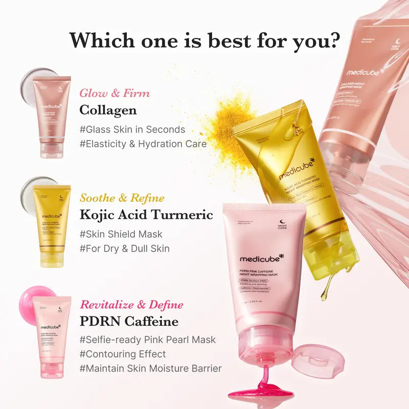[Medicube] PDRN Pink Caffeine Overnight Wrapping Mask : SLEEP, SHED, and GLOW!