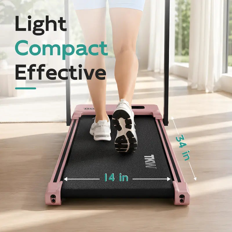 TKW 3-In-1 Walking Pad,Pink Walkingpad,Light Weight Treadmill, Capacity,Low-Noise Motor Walking Pad, Remote Control & Wheels for Easy Mobility, LED Display，Vibration Walking Pad