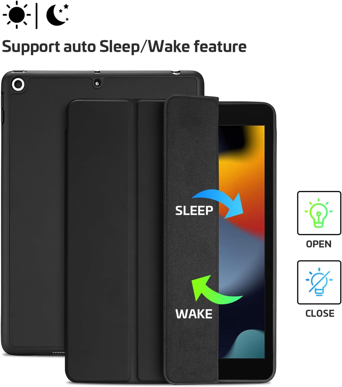Smart Case for Ipad 10.2" 9Th/8Th/7Th Gen, Black
