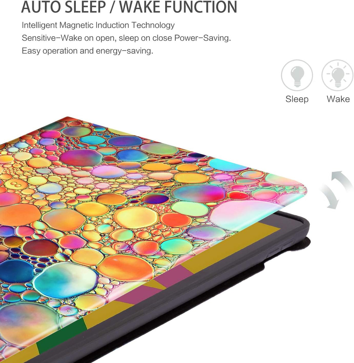 For Ipad 9Th/8Th/7Th Generation Case 2021/2020/2019, Colored Art Bubbles