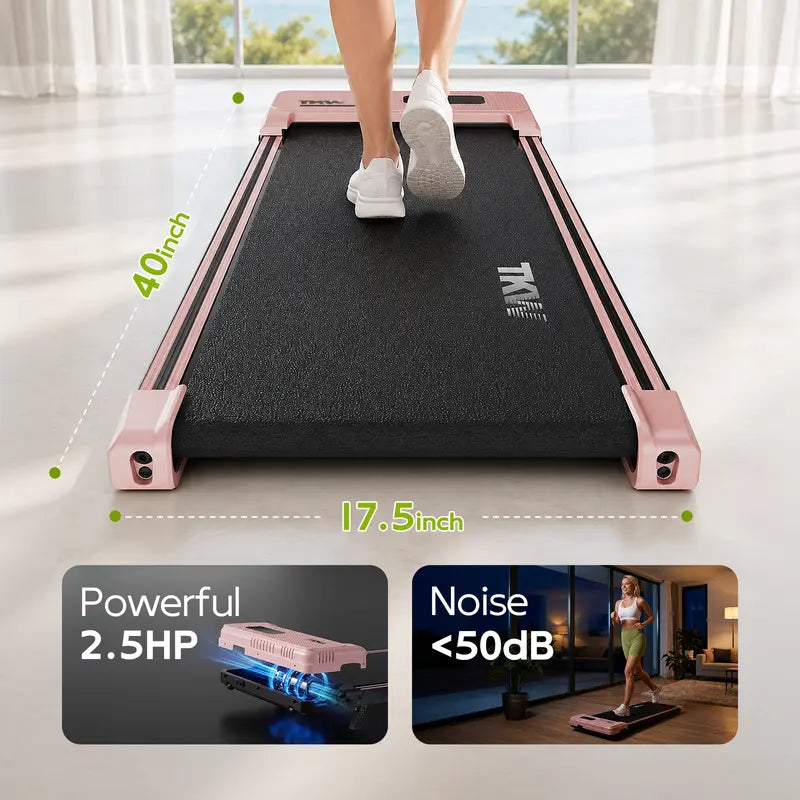TKW 3-In-1 Walking Pad,Pink Walkingpad,Light Weight Treadmill, Capacity,Low-Noise Motor Walking Pad, Remote Control & Wheels for Easy Mobility, LED Display，Vibration Walking Pad