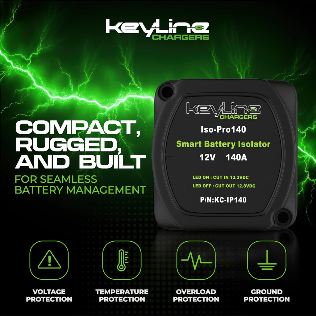 Dual Battery Isolator Kit 12V - 140 Amp Voltage Sensitive Relay (VSR) for Dual Battery Setup