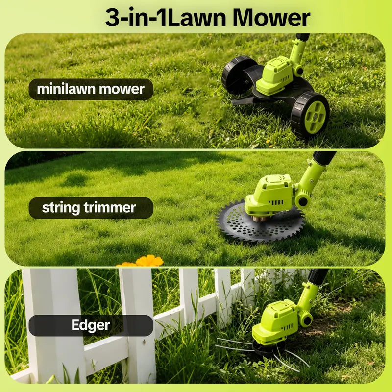 SEESE Cordless Electric Weed Wacker, 3 Different Blades for Lawn Trimming & Edging, with 2 Batteries, Lightweight Design - Suitable for Yard, Garden​ Toolupgrade