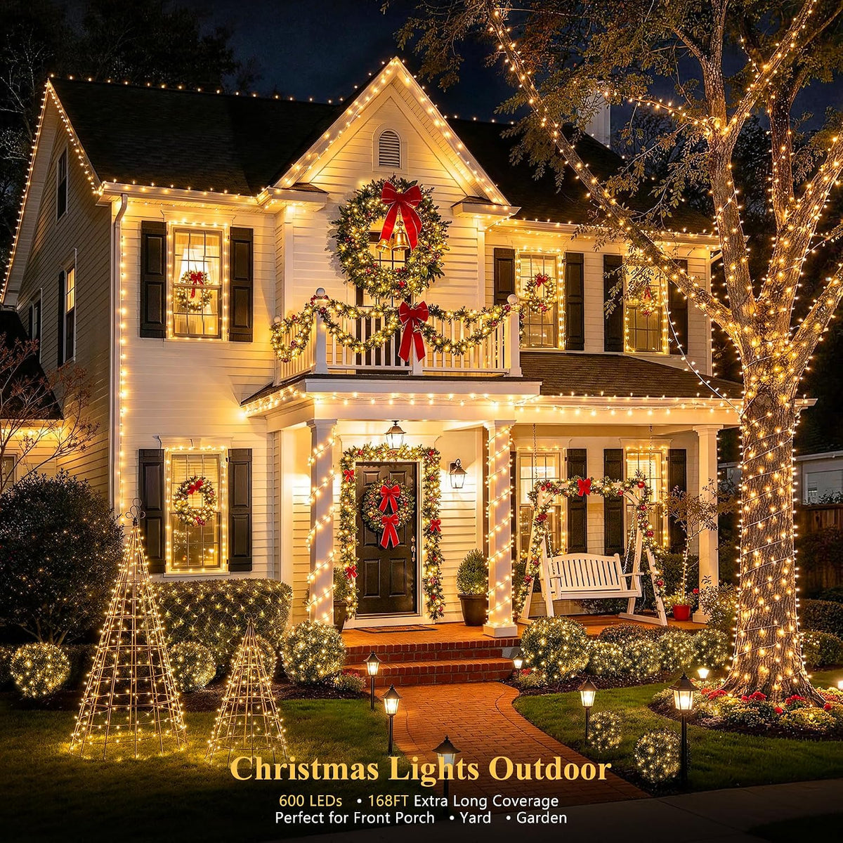 168FT 600 LED Christmas Lights Outdoor Waterproof String Lights