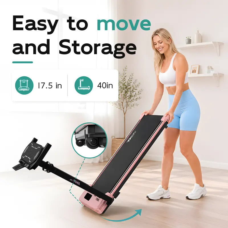 TKW 3-In-1 Walking Pad,Pink Walkingpad,Light Weight Treadmill, Capacity,Low-Noise Motor Walking Pad, Remote Control & Wheels for Easy Mobility, LED Display，Vibration Walking Pad