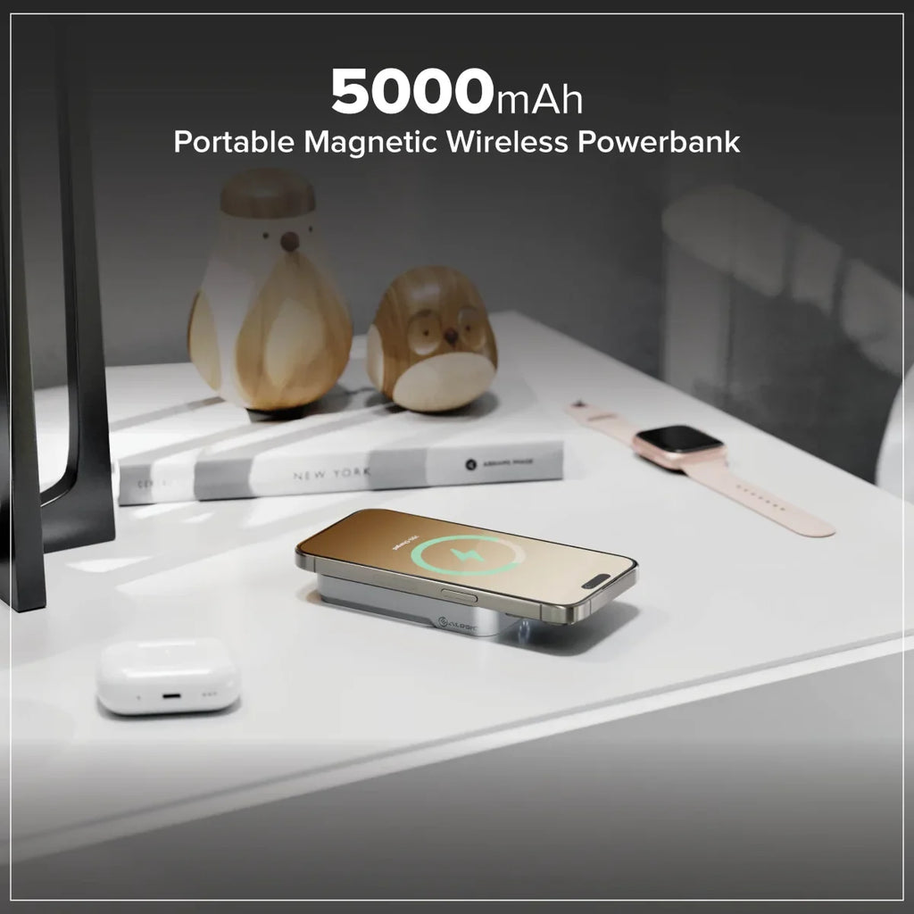 Matrix+ 3-In-1 Magnetic Charging Dock with Apple Watch Charger for Iphone 16-12 , Apple Watch, Airpods , Charging Station for Apple Devices with 5000Mah Wireless Power Bank & 30W Multi Country Power Adapter.