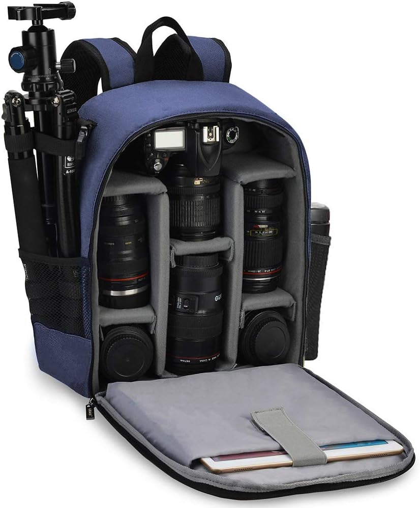 Camera Backpack Bag Professional for DSLR/SLR Mirrorless Camera Waterproof, Camera Case Compatible for Sony Canon Nikon Camera and Lens Tripod Accessories Blue