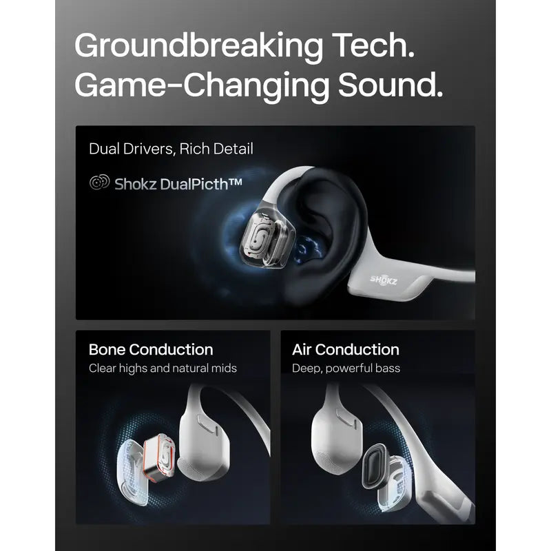 SHOKZ Openrun Pro 2 Bone Conduction Bluetooth Sport Headphones；Dualpitch Premium Sound；Open Ear Awareness; Smart Mic; IP55; 12H Battery; Running/Cycling/Hiking