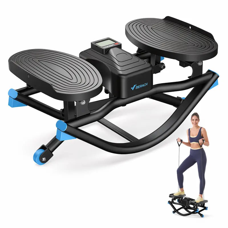 Merach Rocking Stepper Ski Machine with 3D Motion Stepper Design Side Sepper Machine for Home Workout - 330 Lbs Capacity, Compact & Space-Saving Design, Built-In Counter Backtoschool