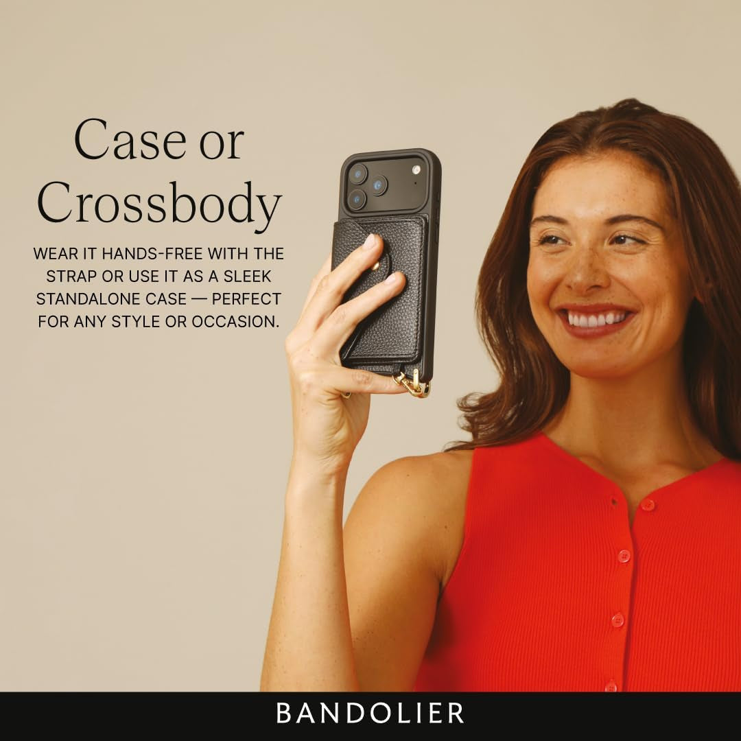 Remi Leather Crossbody Phone Case Iphone 17 Pro Max - Black/Gld
