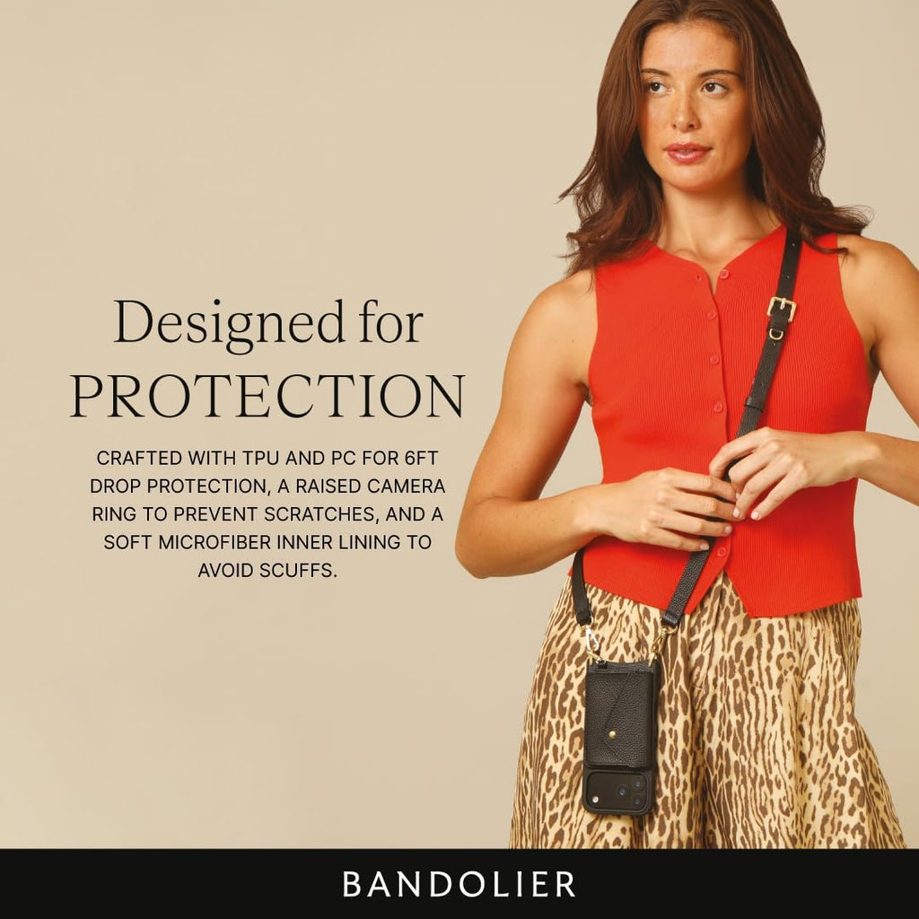Remi Leather Crossbody Phone Case Iphone 17 Pro Max - Black/Gld
