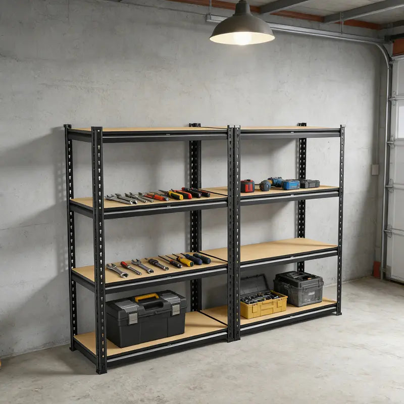 Raybee 2-Pack 4-Tier Heavyduty Garage Shelving Units Metal Shelves Storage Height Adjustable Utility Racks for Warehouse Organizing Pantry Kitchen Basement Shelf Organiser 35.5"Wide 12" Deep 60" High Twin Size 71" Wide #Tiktokshopstockup