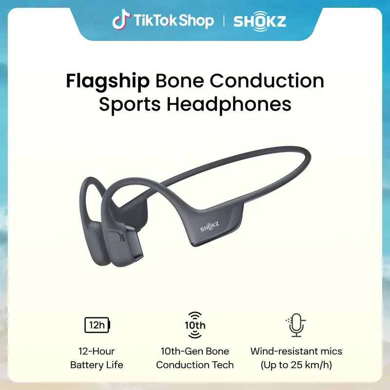 SHOKZ Openrun Pro 2 Bone Conduction Bluetooth Sport Headphones；Dualpitch Premium Sound；Open Ear Awareness; Smart Mic; IP55; 12H Battery; Running/Cycling/Hiking