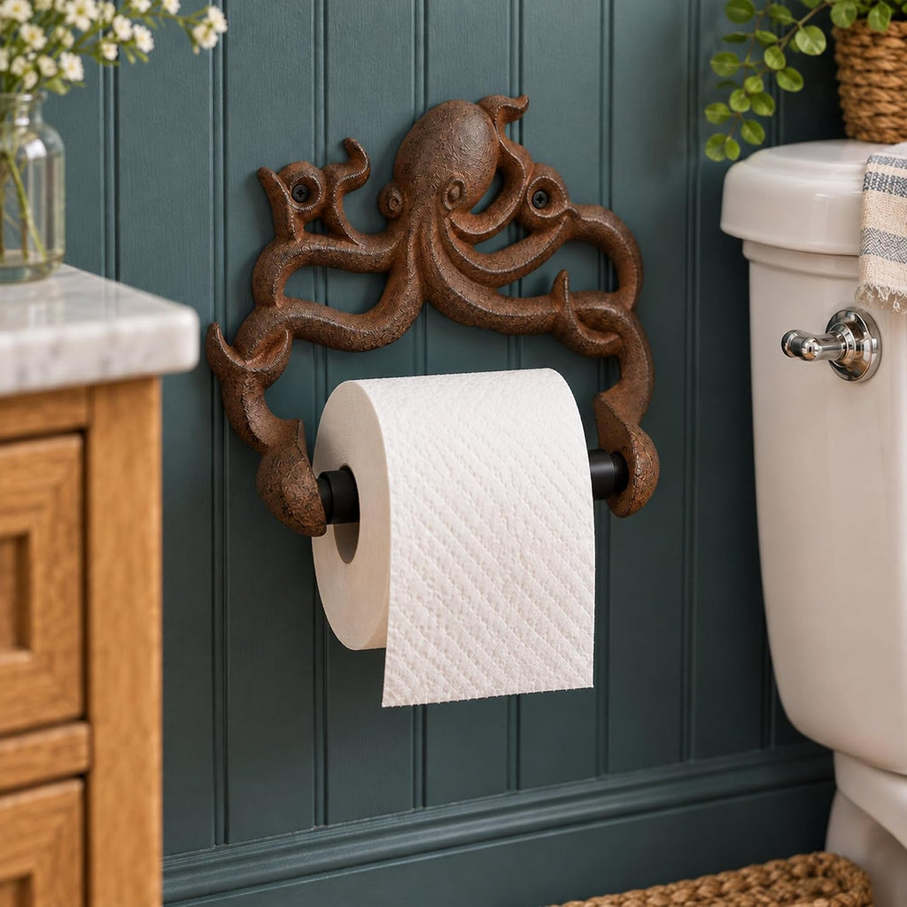 Rust Brown Cast Iron Octopus Toilet Paper Holder – Nautical Cabin