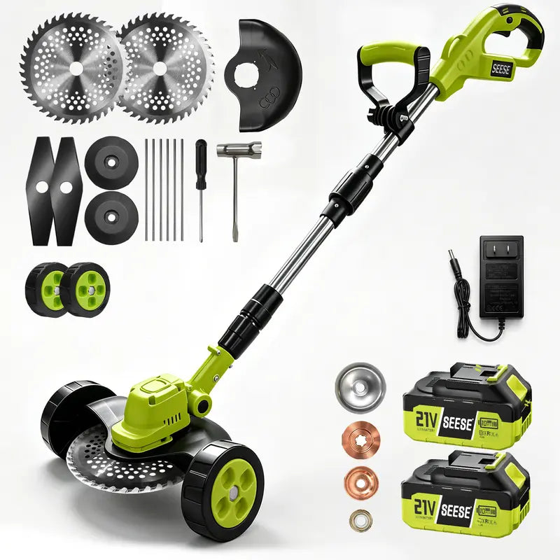SEESE Cordless Electric Weed Wacker, 3 Different Blades for Lawn Trimming & Edging, with 2 Batteries, Lightweight Design - Suitable for Yard, Garden​ Toolupgrade